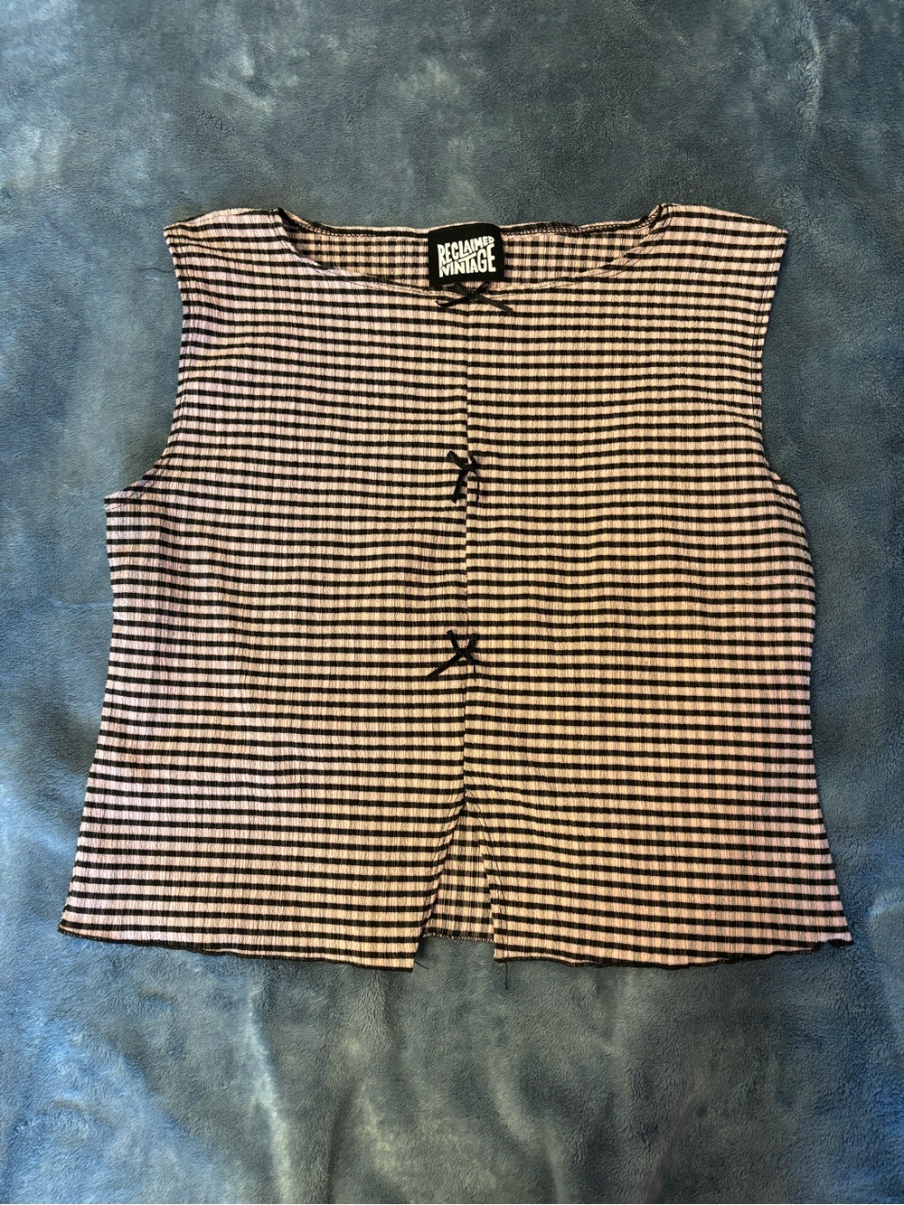 Reclaimed Vintage Pink and Black Gingham Tie-Front Tank